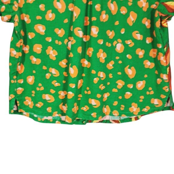 Tabitha Brown Target‎ Linen Blend Button Up Top Small Green Citrus Botanical - Picture 6 of 9